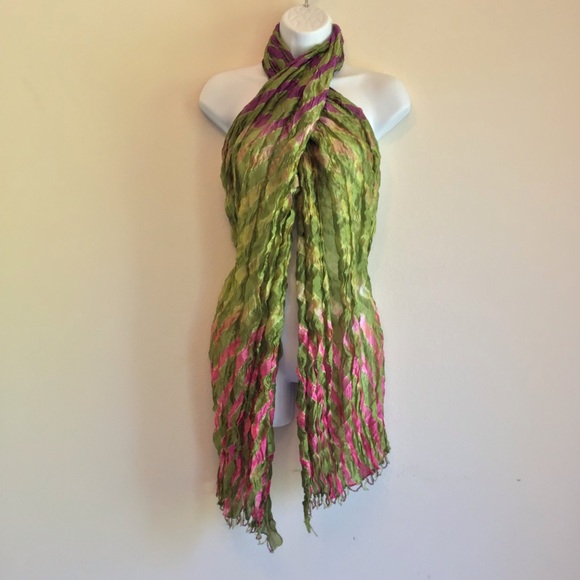 New Green Striped Beach Scarf Wrap Pareo Curtain - Picture 10 of 11